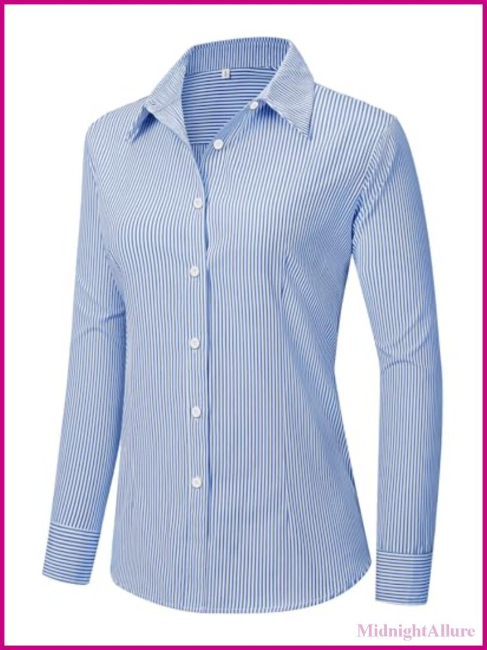 Womens Long Sleeve Button Down Shirt Stretch Cotton Blend Casual Work Office